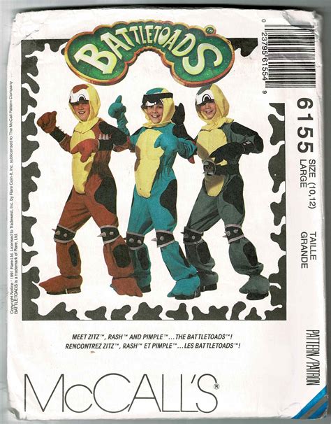 OOP Mccall's 6155 Battletoads Pimple Rash Zitz Costume Sewing Pattern Children's and Youth Sizes ...