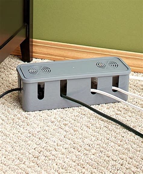 Cable Organizer Box Keep power cords and cables neat and Tidy Grey ...