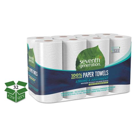 SEVENTH GENERATION 100% Recycled Paper Towel Rolls, 2-Ply, 11 x 5.4 ...