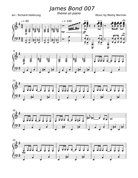 James Bond 007 Theme Sheet music for Piano (Solo) | Musescore.com