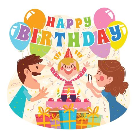 Birthday Celebration Cartoon Concept with Family 2373872 Vector Art at ...