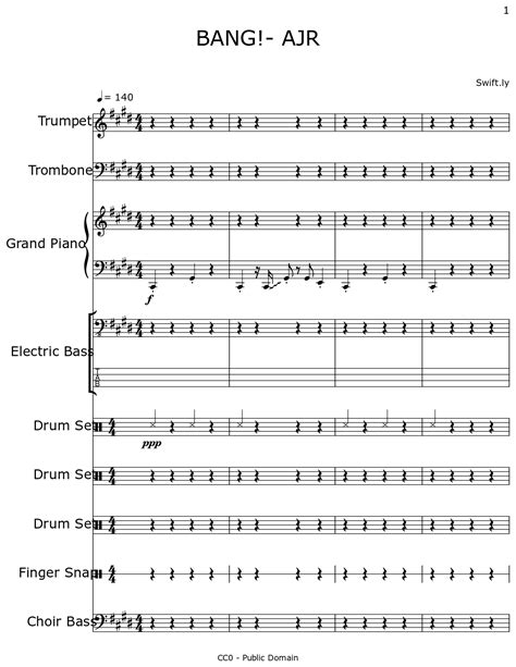 BANG!- AJR - Sheet music for Trumpet, Trombone, Piano, Electric Bass ...