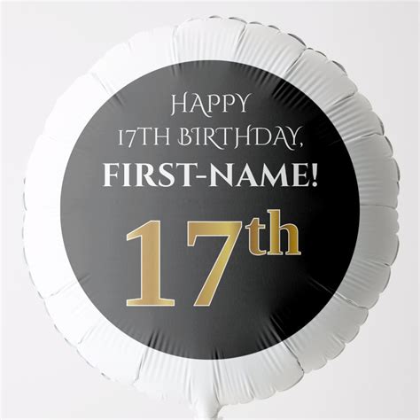 Elegant, Black, Faux Gold Look 17th Birthday Balloon | Zazzle ...