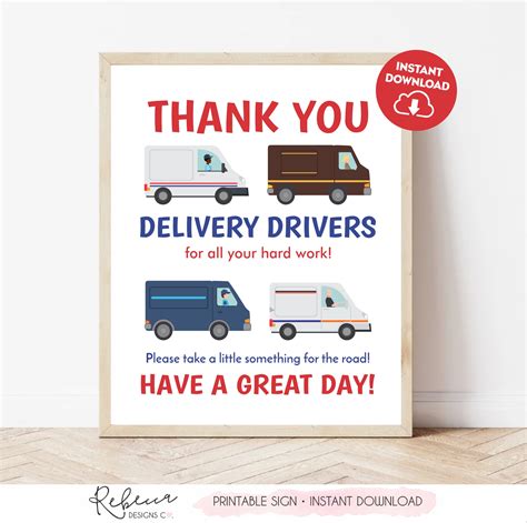 Delivery Drivers Snacks and Drinks Treats Sign • Instant Download – Rebecca Designs Co.