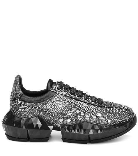 Jimmy Choo Diamond Crystal-embellished Sneakers in Black - Lyst