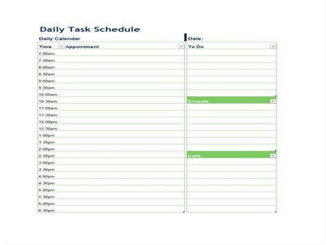 7+ Free Task Scheduler Template - sample schedule