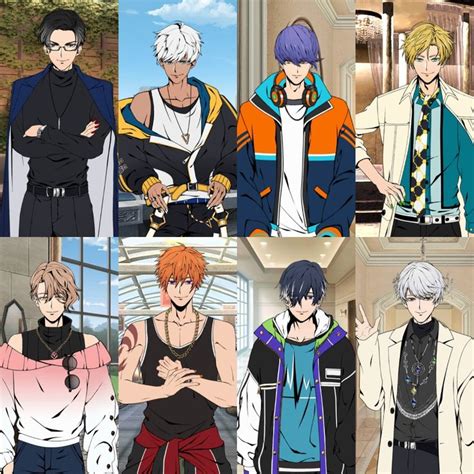 four different anime characters with their arms crossed