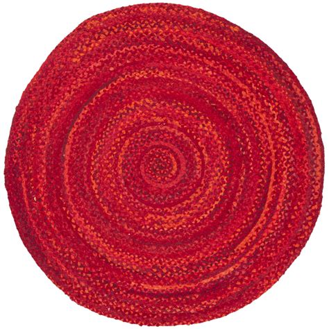 SAFAVIEH Braided Winifred Colorful Braided Cotton Area Rug, Red, 3' x 3 ...
