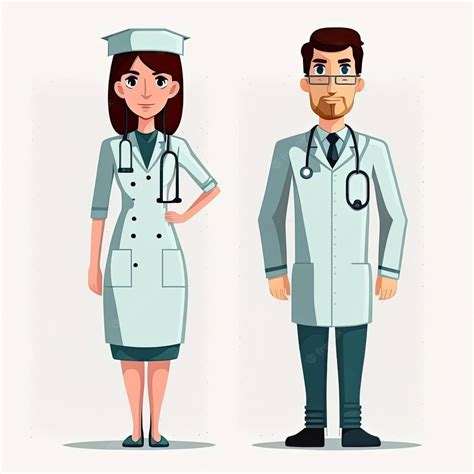 Premium Photo | Cartoon character of doctor and nurse vector illustration white background made ...
