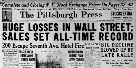 Stock Market Crash Of 1929 Newspaper