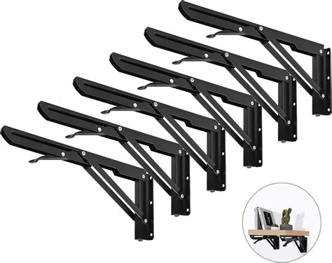 Amazon.com: Jolitac Black Paint Folding Shelf Brackets 10” - Heavy Duty Metal Collapsible Shelf ...