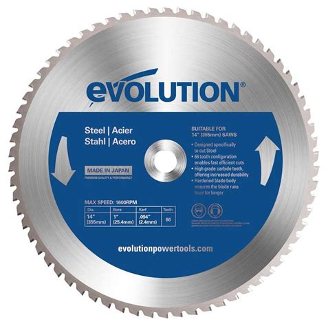 Evolution Power Tools 14 in. 66-Teeth Mild Steel Cutting Saw Blade-14BLADEST - The Home Depot