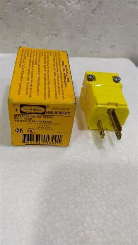 HUBBELL WIRING DEVICE-KELLEMS HBL5965VY 3 Wire Commercial Straight Blade Plug - S N Ship Spares