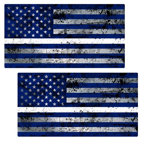 Thin White Line Flag GRUNGE Stickers 2 Pack – AZ House of Stickers