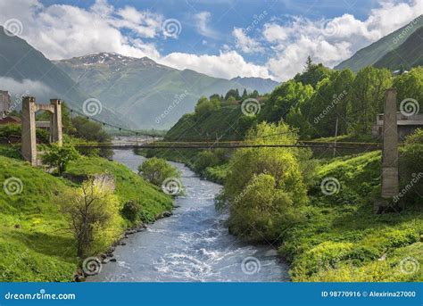 The Terek River Flows Through The Daryal Gorge. Stock Photo ...