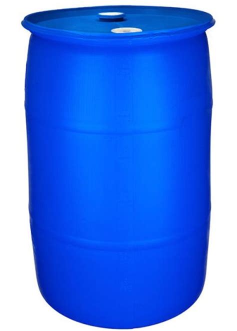 55 GALLON DRUM, PLASTIC, CLOSED HEAD, UN RATED, FITTINGS - BLUE