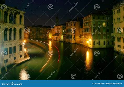 Grand Canal at night. stock image. Image of grand, evening - 22156287