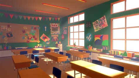 InCom Studio 3D - Asset - Cartoons - Background - Classroom - 02 3D model | Cartoon background ...