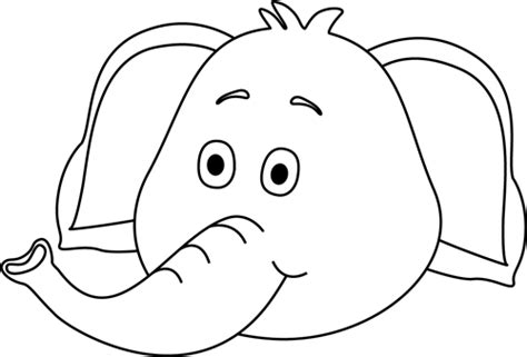 Black and White Elephant Face Clip Art - Black and White Elephant Face Image | Elephant face ...