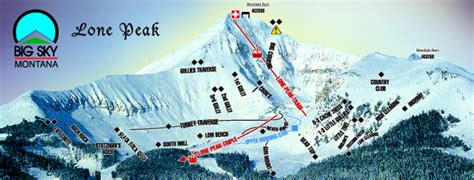 Big Sky Resort Lone Peak Detail Ski Trail Map - Big Sky Montana United States • mappery