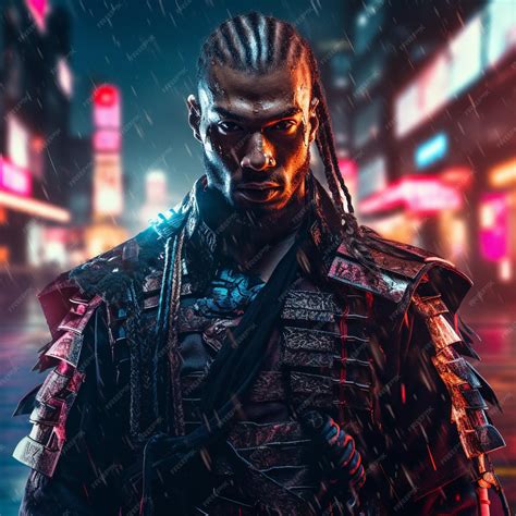 Premium AI Image | shot of samurai Cyberpunk samurai surrounded by city ...