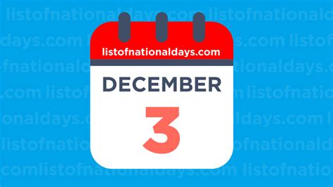 DECEMBER 3RD: National Holidays,Observances & Famous Birthdays