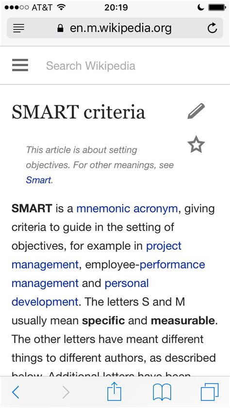 SMART criteria (giving criteria to guide in the setting of objectives ...