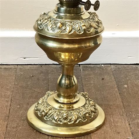 Brass Decorative Embossed Oil Lamp - Antique Brass & Copper - Hemswell Antique Centres