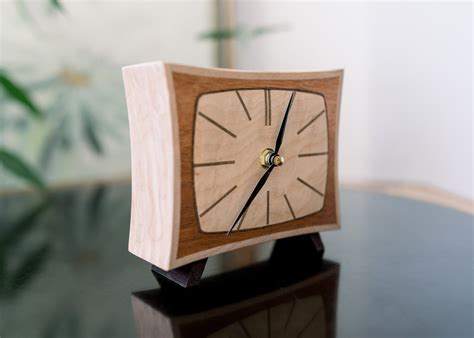 Television Shaped Clock with Maple Wood by Blackwell Woodworks, Retro Clock, MCM Design ...