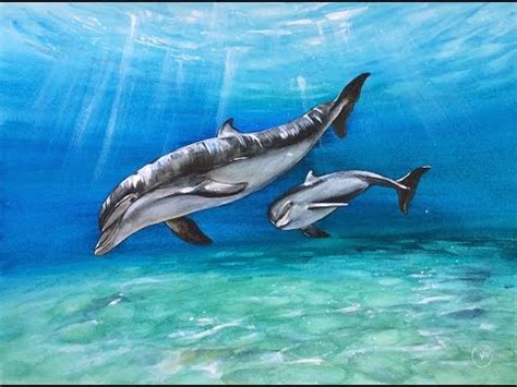 Watercolor Dolphins Painting Demonstration - YouTube