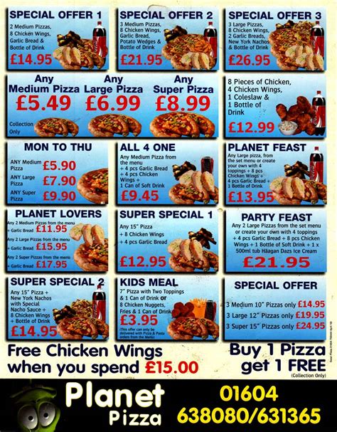 Planet Pizza Pizza restaurant on Kettering Rd, Northampton - Everymenu