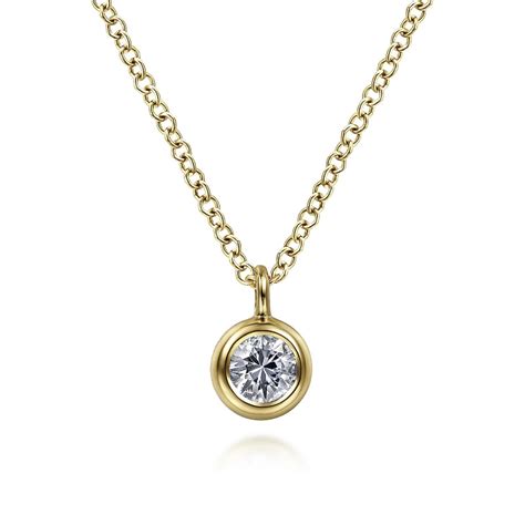 Shop 14K Yellow Gold White Sapphire Pendant Necklace | Shop 14k Yellow Gold Necklaces | Gabriel & Co