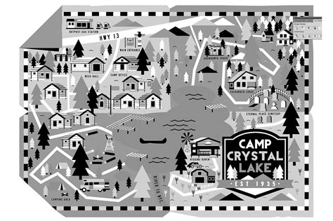 Camp Crystal Lake Illustrated Map :: Behance