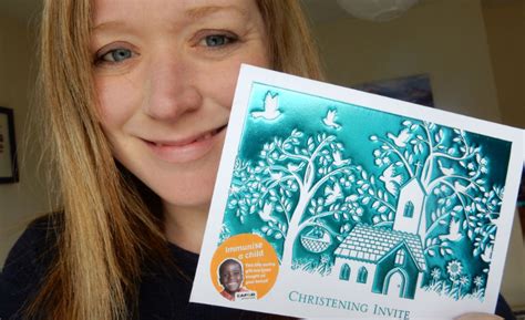 Julia with her son's Baptism invitation card - CAFOD Blog