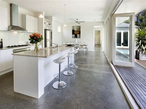 polished concrete floors modern white kitchen minimalist white kitchen ...