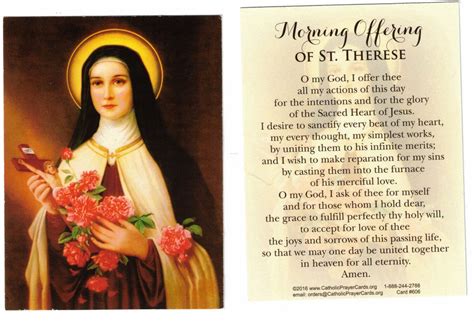 Morning Offering Of Saint Therese Prayer Card (50 Pack) | ubicaciondepersonas.cdmx.gob.mx