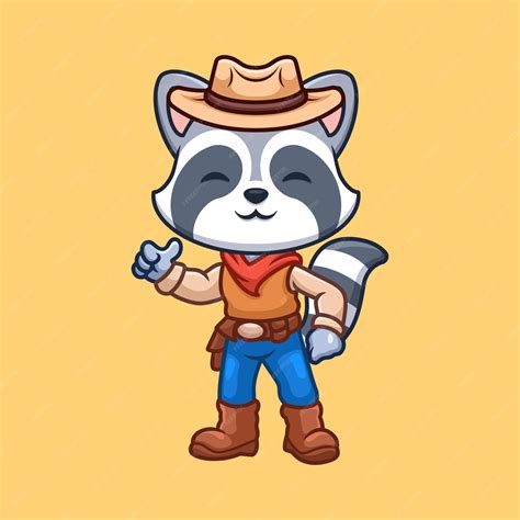 Premium Vector | Cowboy raccoon cartoon illustration