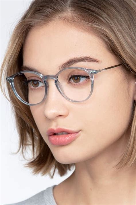 Amity - Crystalline Clear Blue Eyeglasses | EyeBuyDirect | Glasses for oval faces, Womens ...