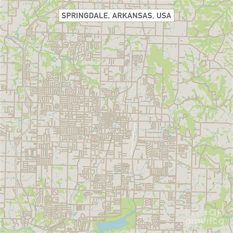 Springdale Arkansas US City Street Map Digital Art by Frank Ramspott - Fine Art America