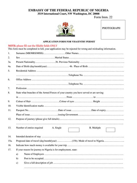 Nigerian Visa Application Form Pdf 2020-2021 - Fill and Sign Printable ...