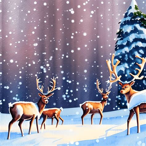 Christmas Reindeer Watercolor Painting · Creative Fabrica