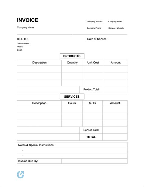 Editable Blank Invoice Template Word - Printable Online