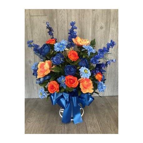 Orange and Blue Silk Basket - Artificial Flowers in Gainesville, FL ...