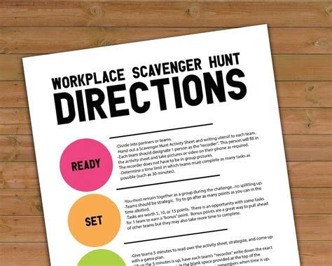 Workplace Team Scavenger Hunt List Printable Activity Work - Etsy