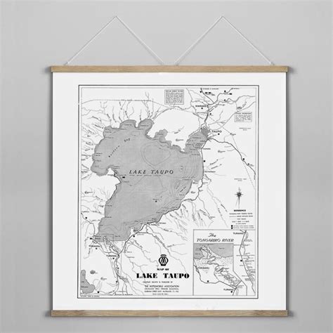 Lake Taupo Map 1958 - Wall Art Natural - 100x130cm in 2021 | Nature art, Wall art, Art