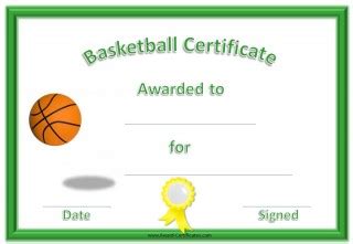 Free Editable & Printable Basketball Certificate Templates