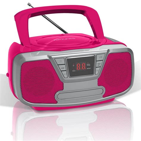 Riptunes Bluetooth Portable CD Boombox with AM/FM Radio, Pink - Walmart.com