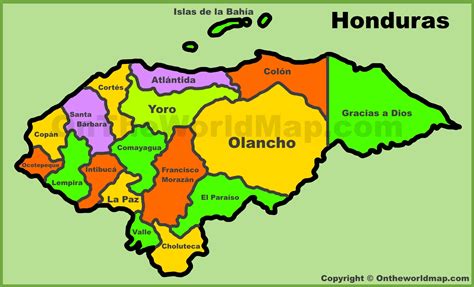 ángulo España Teórico mapa de honduras con departamentos Experto Bien ...