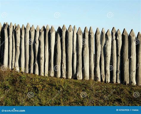 Wooden Palisade of the Protective Fence Stock Photo - Image of fortress ...