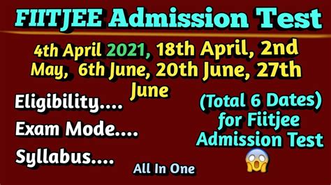 FIITJEE Admission Test 2021 || Syllabus || Eligibility || Full Detailed ...